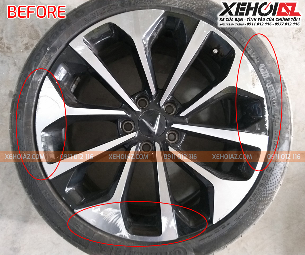 Sơn + Phay lazang ô tô 19 inch phục hồi cho Vinfast Lux tại Xe Hơi AZ